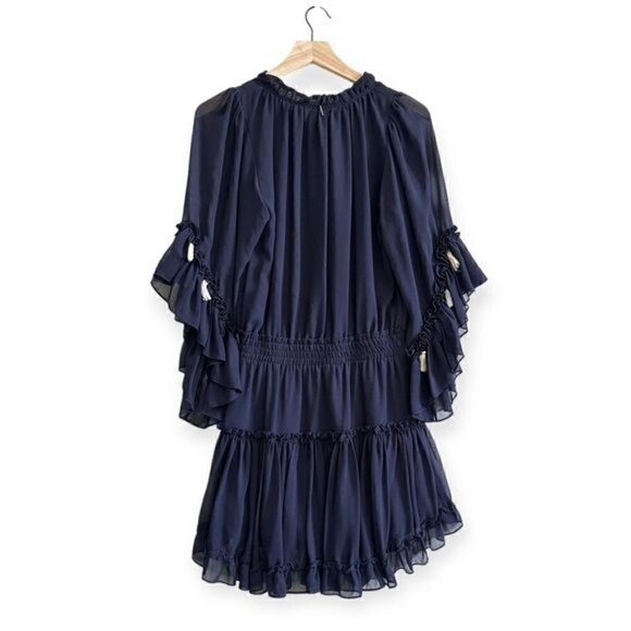 MISA Los Angeles Navy Ruffle Ximena Dress, Size - Picture 3 of 15